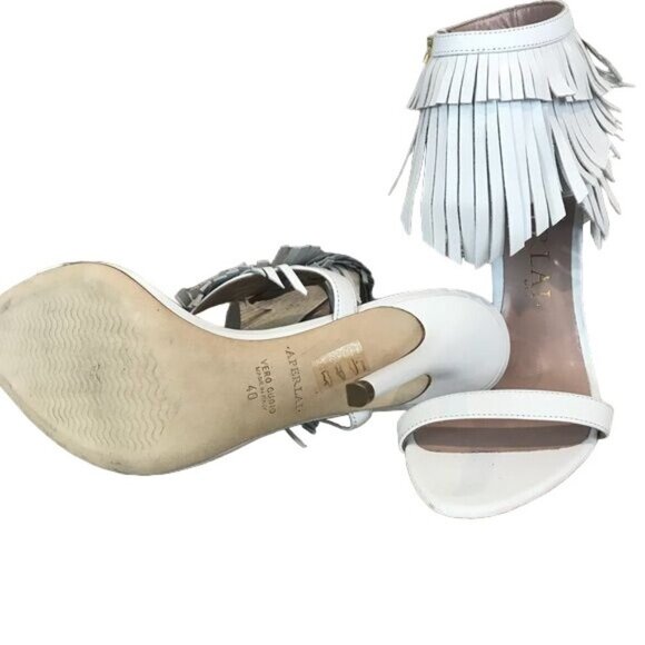 Aperlai 10 White Elise Fringed High Heel Sandals - Picture 5 of 8